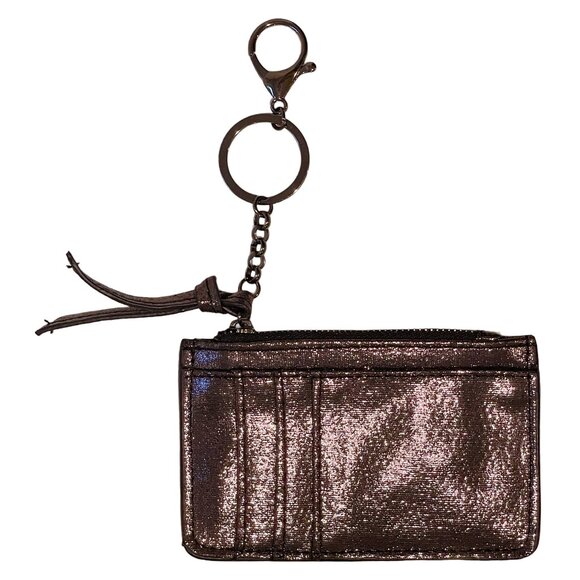 Metallic Bronze Cardholder Keychain Wallet — Zip Pouch & Clip NWOT - Picture 2 of 6